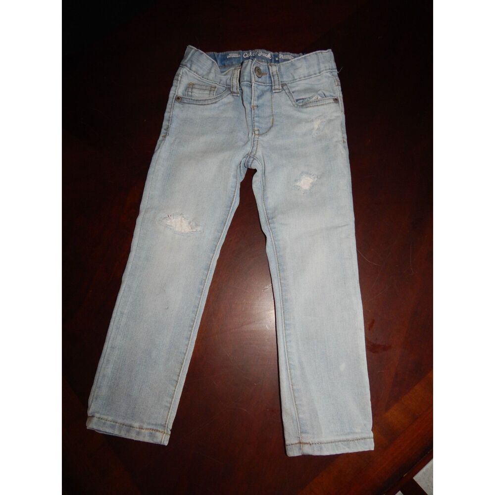 Cat & Jack Girls 4T Light Wash Distressed Super Stretch Skinny Jeans